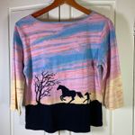 Boho Western Beaded Horse Lover Tee M Sunset Pastel Y2K Cowgirl Aesthetic Top Size M Photo 1