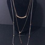 Lucky Brand Luck brand triple strand gold and bronze toned layering chain necklace Photo 0