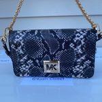 Michael Kors Black Sonia Medium Snake Print Shoulder Bag Photo 6