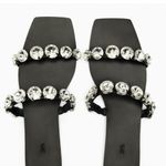 ZARA EMBELLISHED FLAT LEATHER SANDALS Photo 1