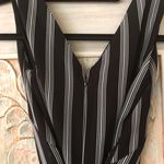DKNY Black White Striped V-neck Jumpsuit Photo 2