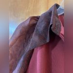 Selkie Oxford Ghosted Pullover Sweater Top Sheer Sleeves Chocolate Brocade XS Photo 4