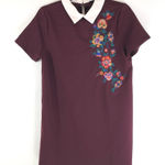 Nordstrom Mine Dress Mini Shift Embroidered Floral Collar Short Sleeve Navy Photo 0