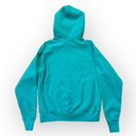 Champion Reverse Weave pullover hoodie, turquoise blue, graphic, pocket, size M Photo 1