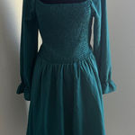 Elegant Teal Long Sleeve Dress Green Size L Photo 0