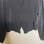Equipment  black wet silk crop button down blouse sz S Photo 4