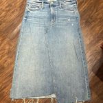 MOTHER Denim MOTHER Straight A Step Midi Fray Denim Skirt Size 26 Photo 7