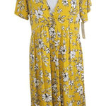 Loveappella  Yellow Floral Mini Dress with Open Tie Back NWT Size XL Photo 0
