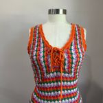 4SI3NNA Crochet Knit Bodycon Midi Dress Multicolor Boho Large Orange Photo 5