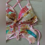 Womens Sparkly Sequin Butterfly Crop Top Sparkly Glitter Bandage Rave Costume S Pink Photo 2
