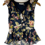 Alice + Olivia Floral Print Silk Blend Ruffle Peplum Top Womens Size 0 Photo 0