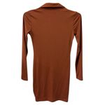 Just Quella  Ribbed Long Sleeve Ruched Button Up Collared Rust Mini Dress 4 / 6 Photo 7