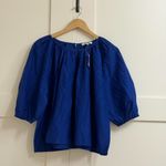 Madewell Shirred Puff Sleeve Top Cotton Silk Voile in Bright Sapphire Size Large Photo 6