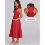 NEW Midi Knit High Neck Tank Top Racerback Pockets Dress XL Red Photo 9