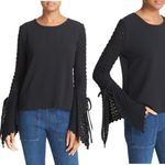 See By Chloe  Black Knitted Crochet Flare Bell Sleeve Knit Blouse 36/S Photo 1