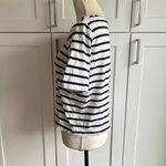 Susana Monaco Club Monaco Black Striped Crew Neck Linen Cropped T-Shirt Size M Casual Photo 1