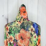 Simon Chang Floral Animal Print Over Mesh Hooded Jacket Size S Full Zip Photo 8