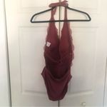 Xhilaration  Women's Sedona Lace Plunge One-Piece Swimsuit Dusty Rose Size Small Photo 4