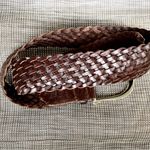 Michael Kors  Dark Brown Genuine Braided Woven Leather Wide Western Charm Belt M Photo 4