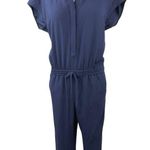 Aritzia Babaton Donnie Navy Blue Short Sleeve Drawstring V Neck Jumpsuit Size M Photo 1