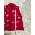Studio Joy Christmas Vest Womens PM Petite/Medium Red Snowflake Knit Holiday Photo 5