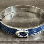 Coach Signature C Logo Hinged Bangle Bracelet in Sparkly Blue silver Photo 2