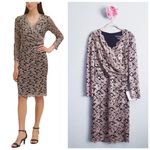 Jessica Howard  Black and Gold Glitter Lace V-neck Steath Cocktail Dress Photo 1