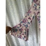 American Eagle Faux Wrap Crinkle Floral Wide Bell Sleeves Romper Belt Tie XS Photo 3
