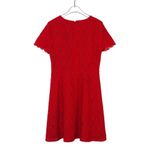 J.Crew Red Lace Short Sleeve Crew Neck A-Line Mini Dress Size 2 Small Photo 1