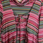 Unbranded Womens Bright Color Blocked Cowl Neck Striped Maxi Dress Size 2XL Blue Photo 6