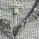 kim rogers Blue White Seersucker Stripe Dress NEW Size Large Ruffle Coastal Photo 2