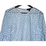 J.Crew Daisy Eyelet Bell Sleeve Blouse Jewel Neck Back Zip Up 10 Baby Blue Photo 2