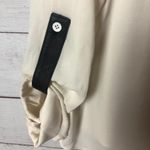 Alice + Olivia Ivory White Sheer Roll Sleeve Faux Leather Trim Long Sleeve S Photo 2