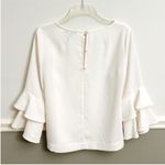 J.Crew Lana Cream Ivory Tiered Bell Ruffle Sleeve Round Neck Crepe Blouse 4 Photo 5