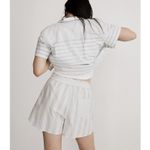 Madewell  Cotton Shorts Pull-On Striped White Blue‎ Womens Size 1X Stretch Waist Photo 3