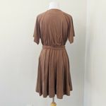 Miss Me Faux-Suede Wrap Dress Flutter Sleeves Mocha Brown Size Medium M NEW Photo 1