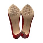 Halogen  Perforated Red Leather High Heel Pumps Size 8.5 Photo 5
