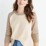 Madewell Womens Province Cross Back Knit Two Tone Sweater size Small Cream Beige Photo 0