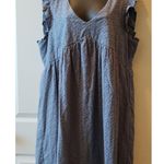 Knox Rose Womens Gray Eyelet Dress V Neck Flutter Sleeve Lined Sz L Photo 0