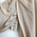 Majorelle  | Revolve Emily Cropped Linen Blend Blouse Top Beige Size‎ Medium Photo 7