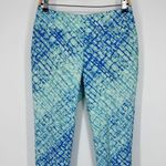 IBKUL Ankle Pants Womens Size 6 Blue Aqua Print Stretch Golf Resort Activewear Photo 2