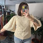 Ba&sh  Claire Pointelle Bell Sleeve Cotton Eyelet Sweater Off White Size Medium Photo 3