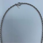 Trifari crown  necklace Silver Tone Open work Medallion Pendant 20” VTG Photo 3
