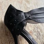 Nina Clova LS Black Luster Satin Bow Ankle Strap Stilletto Heels Size 8 🖤 Photo 3