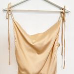 Leau Cabo Womens Ruched‎ Satin Mini Dress in Champagne Size XS Tan Photo 2