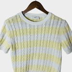 Dunst Striped Cable Knit Short Sleeve Sweater Top Size S Yellow Photo 3