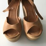 Joie NEW  Brown‎ Leather Oakley Wood Heel Peep Toe Wedge Sandals Ankle St… Photo 3