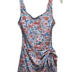 Eomenie One Piece Swimdress Swimsuits Tummy Control Orange Floral Print Medium Blue Photo 5