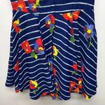 Maison Jules  Striped Blue Floral Sleeveless A Line Women's Dress Size Medium Photo 7