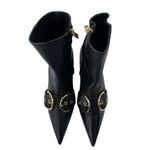 ANINE BING  Zoe Women's Black Leather Buckle Pointed Toe Zip Up Ankle Boots 7.5 Photo 1